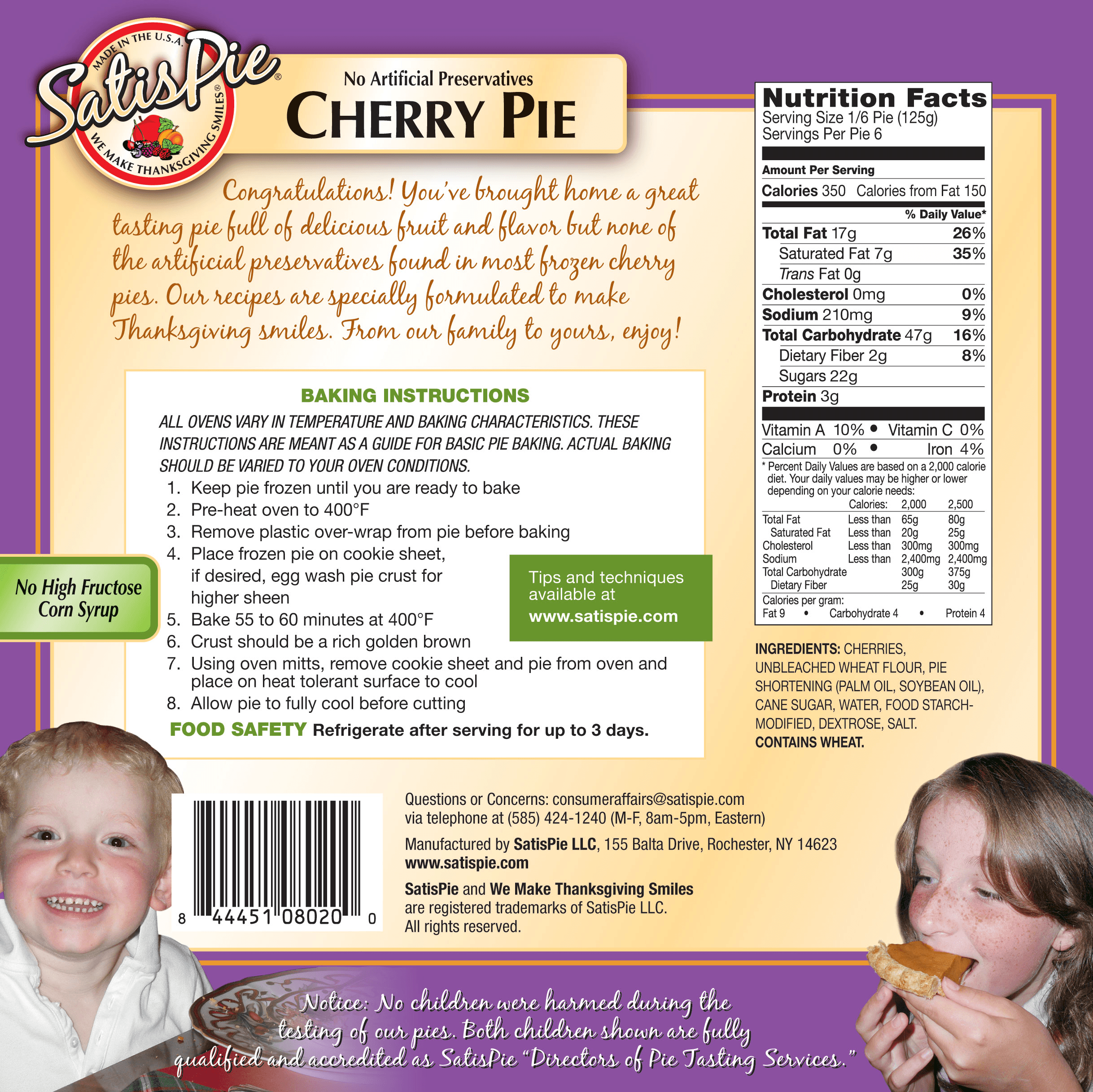 Cherry Pie - Handcrafted artisan pie made with premium ingredients - Back view