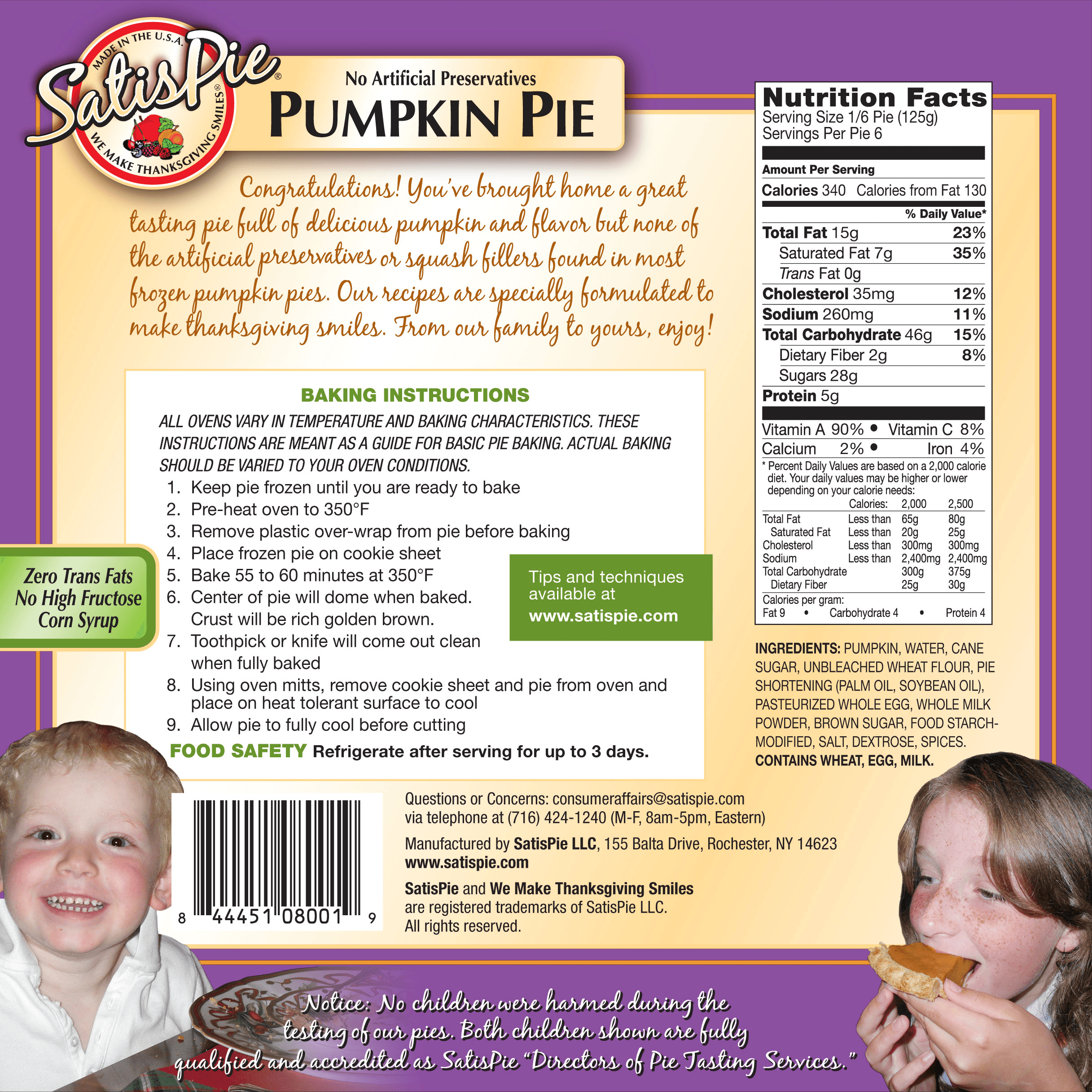 Pumpkin Pie - Handcrafted artisan pie made with premium ingredients - Back view